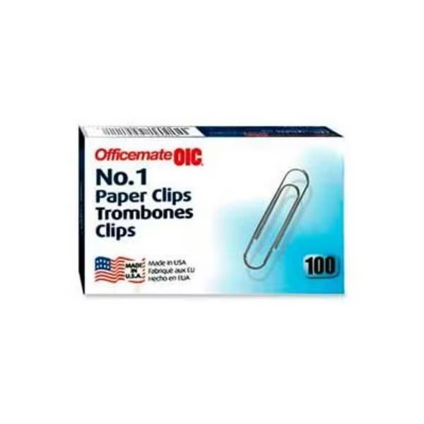 Officemate® No. 1 Paper Clips, Silver, 100/Box, Officemate International, Mfr#: 99911